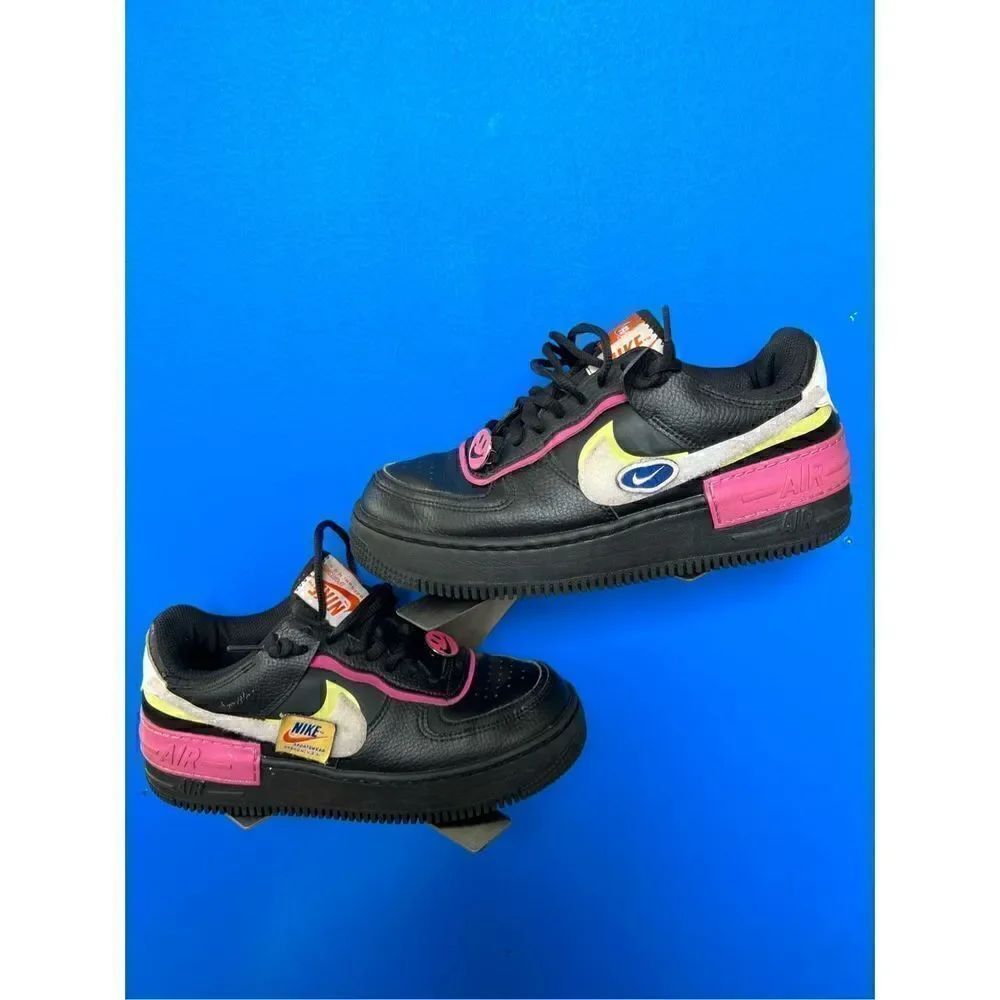 NIKE Women's Cosmic Fuchsia AF1 Shadow Air Force One Low Black Pink Sweet Sz 8